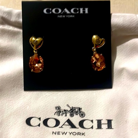 Coach Gold and Pink Teardrop Earrings - Picture 1 of 7